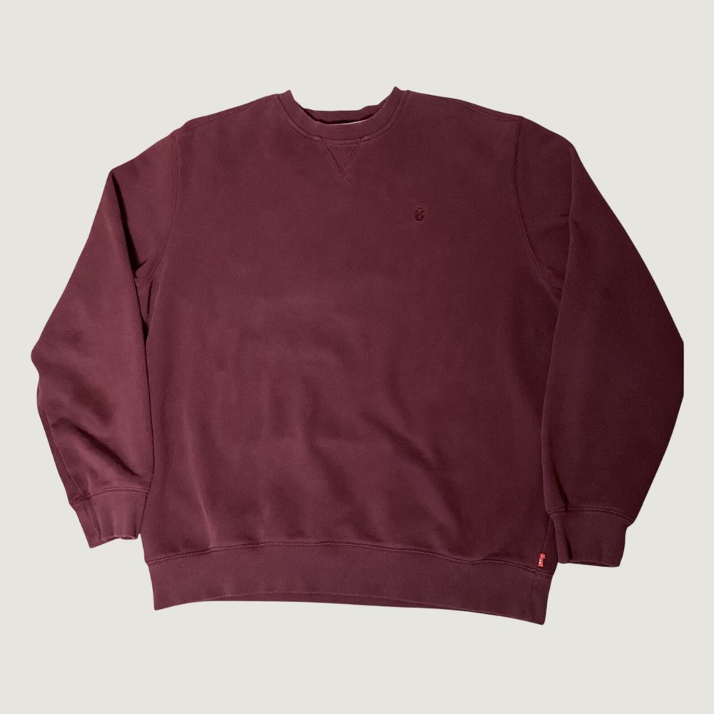 IZOD Crewneck Sweatshirt Mens XLT Burgundy Fleece Pullover Casual Preppy Tall